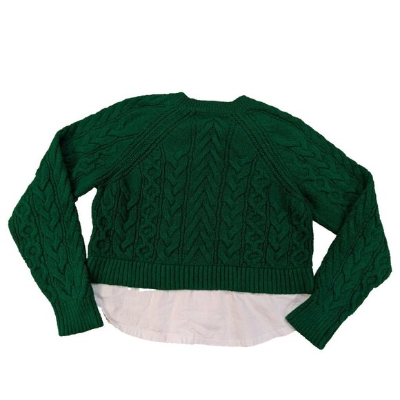 Anthropologie Mauve Green Layered Sweater Cable Knit Size S - Picture 6 of 11